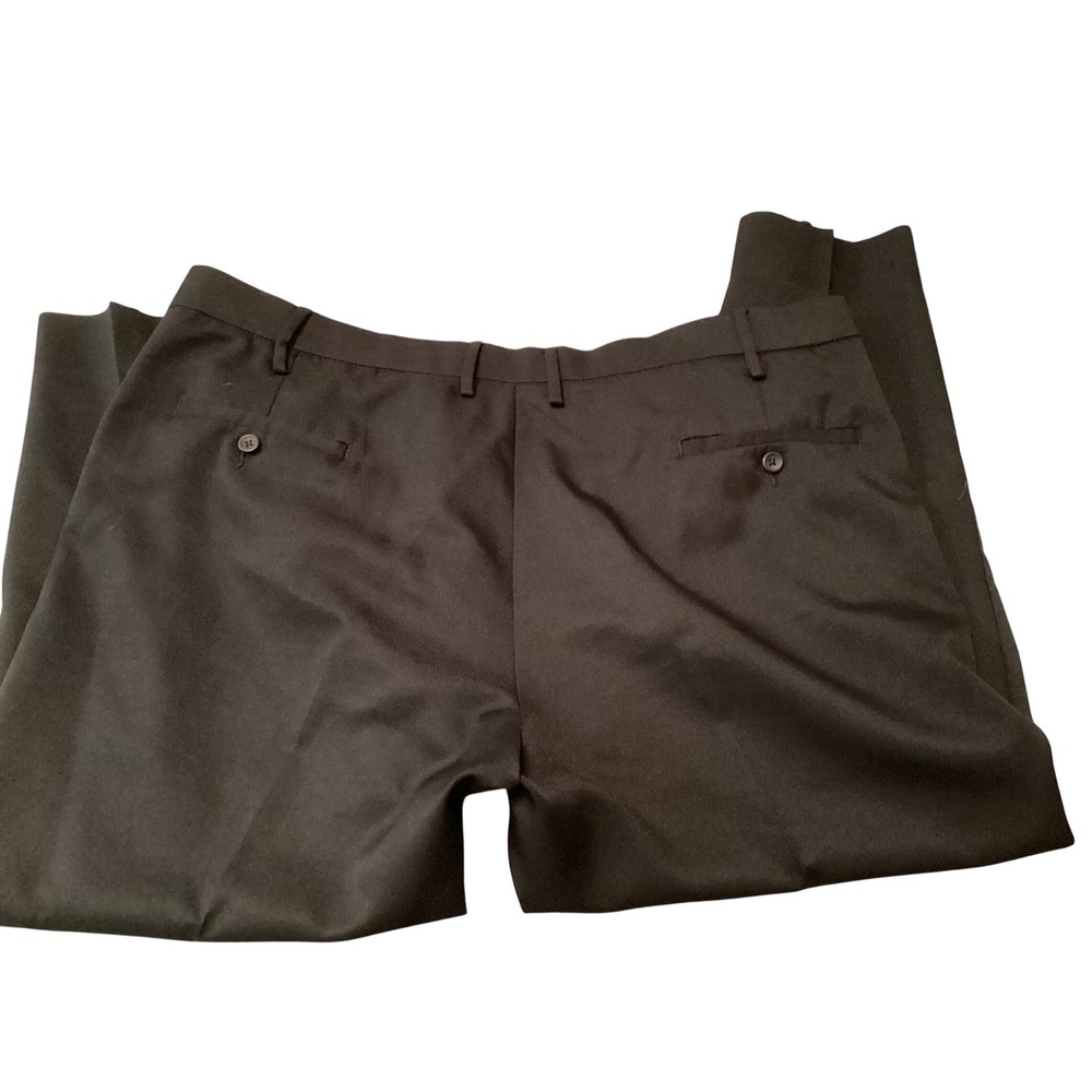 Haggar Mens Slim Straight All Day Comfort Dress Pants Black 44x30 Flat Front - Picture 5 of 6